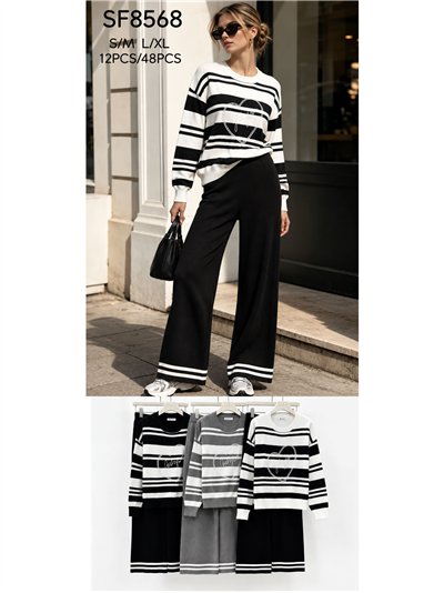 ensemble pull rayé et pantalon large 2