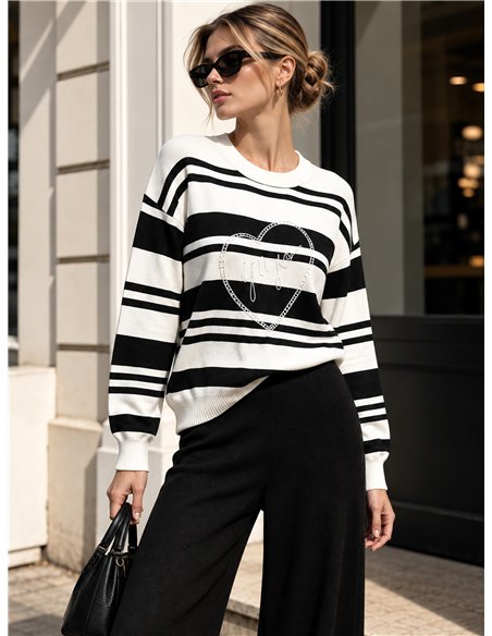 ensemble pull rayé et pantalon large