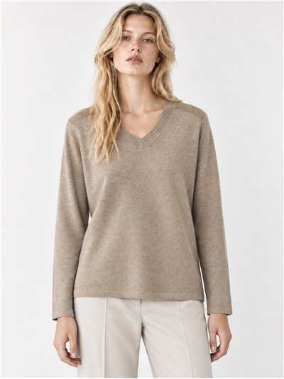 Jersey cuello pico strass