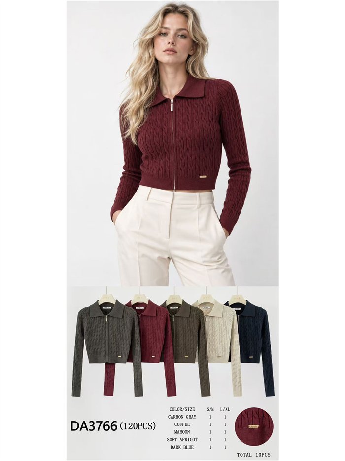 Chaqueta corta trenzada cremallera