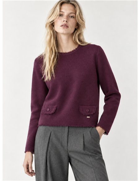 Jersey mit ausgefranstem Saum