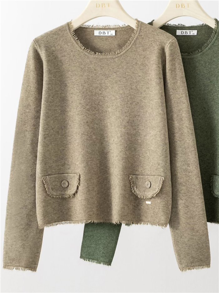 Jersey mit ausgefranstem Saum