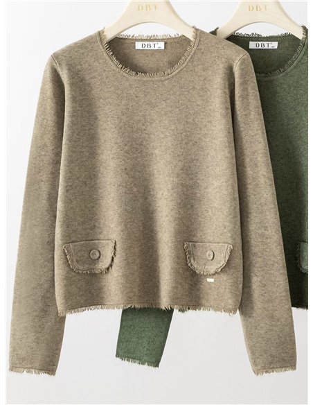 Jersey mit ausgefranstem Saum