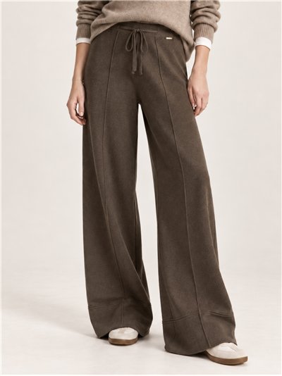 Pantalón wide leg de punto con cordón