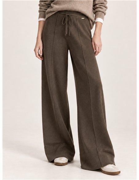 Pantaloni in maglia a gamba larga con coulisse