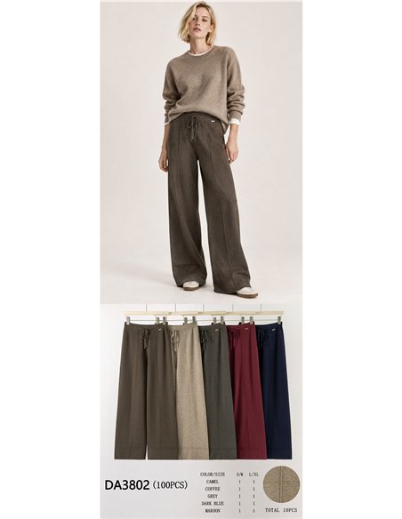Pantaloni in maglia a gamba larga con coulisse