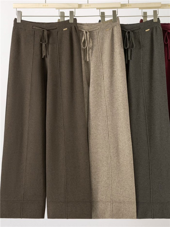 Pantaloni in maglia a gamba larga con coulisse