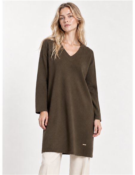 Pull long à col en V