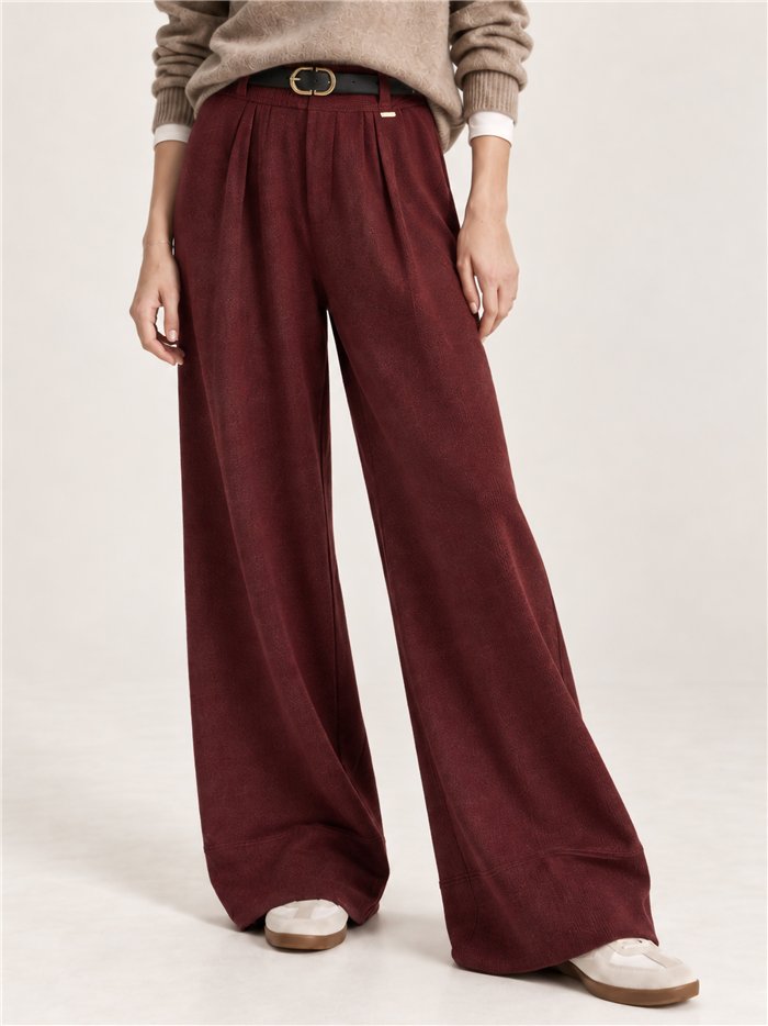 Pantalón wide leg de punto con cinturón