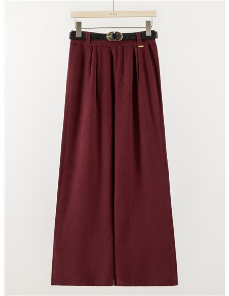 Pantalón wide leg de punto con cinturón