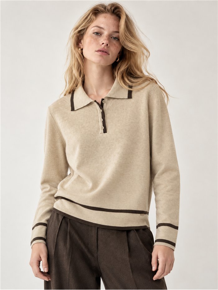 Poloshirt mit kontrastierender Borte