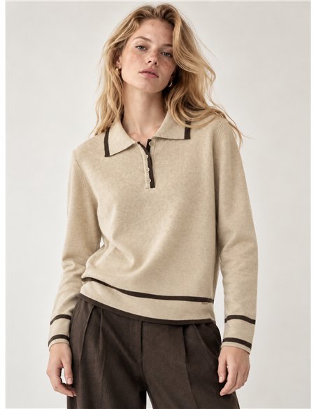 Poloshirt mit kontrastierender Borte