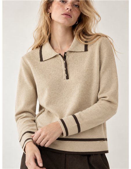 Poloshirt mit kontrastierender Borte