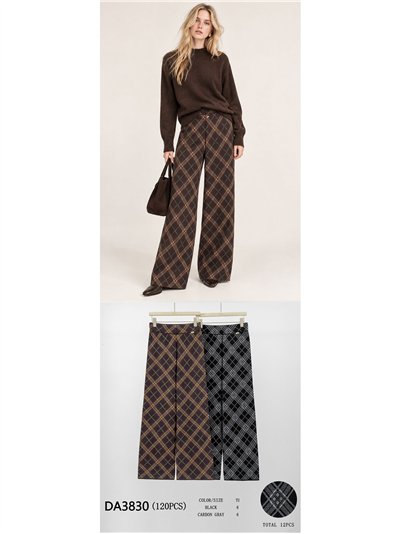 Pantalón wide leg cuadros de punto 2