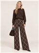Pantalón wide leg cuadros de punto