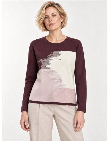 Camisa de malha colorida com strass