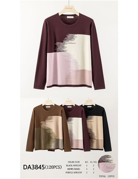 Camisa de malha colorida com strass