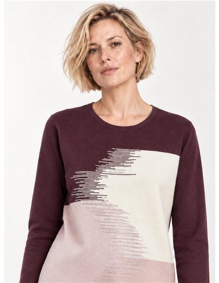Camisa de malha colorida com strass