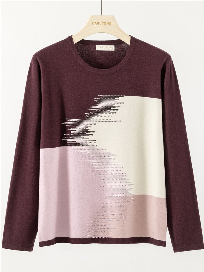 Camisa de malha colorida com strass