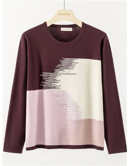 Camisa de malha colorida com strass