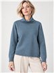 Roll neck sweater with frayed hem