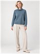 Roll neck sweater with frayed hem