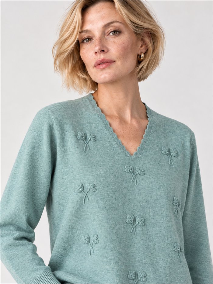 Embroidered bow sweater
