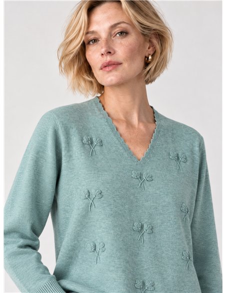 Embroidered bow sweater