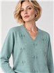 Embroidered bow sweater