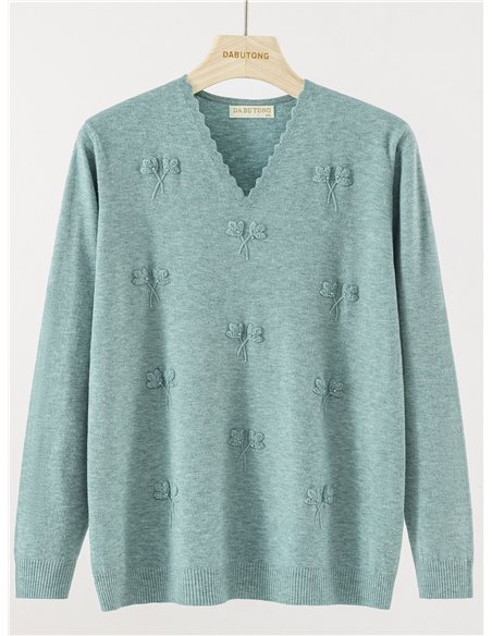 Embroidered bow sweater