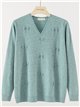 Embroidered bow sweater