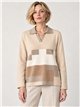 Plus size geometric colour block polo sweater