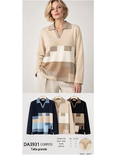 Jersey polo talla grande bloques geométricos 2