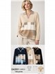 Plus size geometric colour block polo sweater