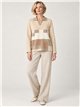 Plus size geometric colour block polo sweater