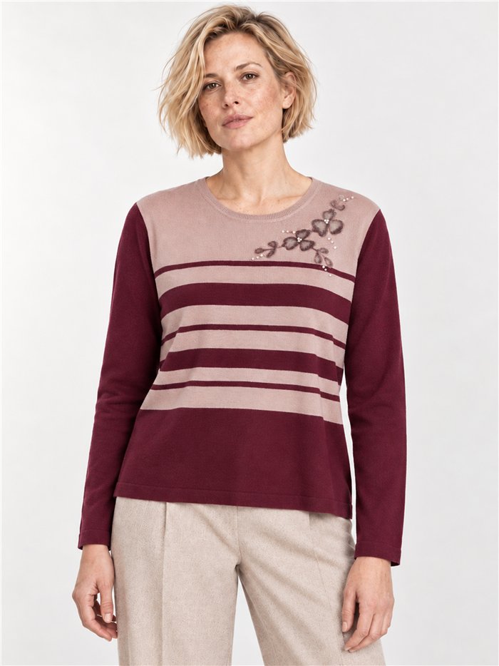 Jersey rayas aplique floral