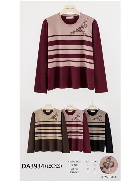 Jersey rayas aplique floral