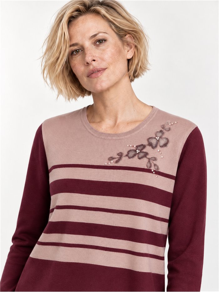 Jersey rayas aplique floral