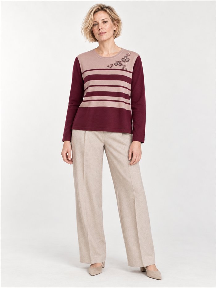 Jersey rayas aplique floral