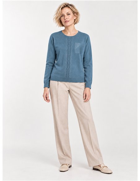 Maglione con effetto tasca e strass