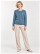 Maglione con effetto tasca e strass