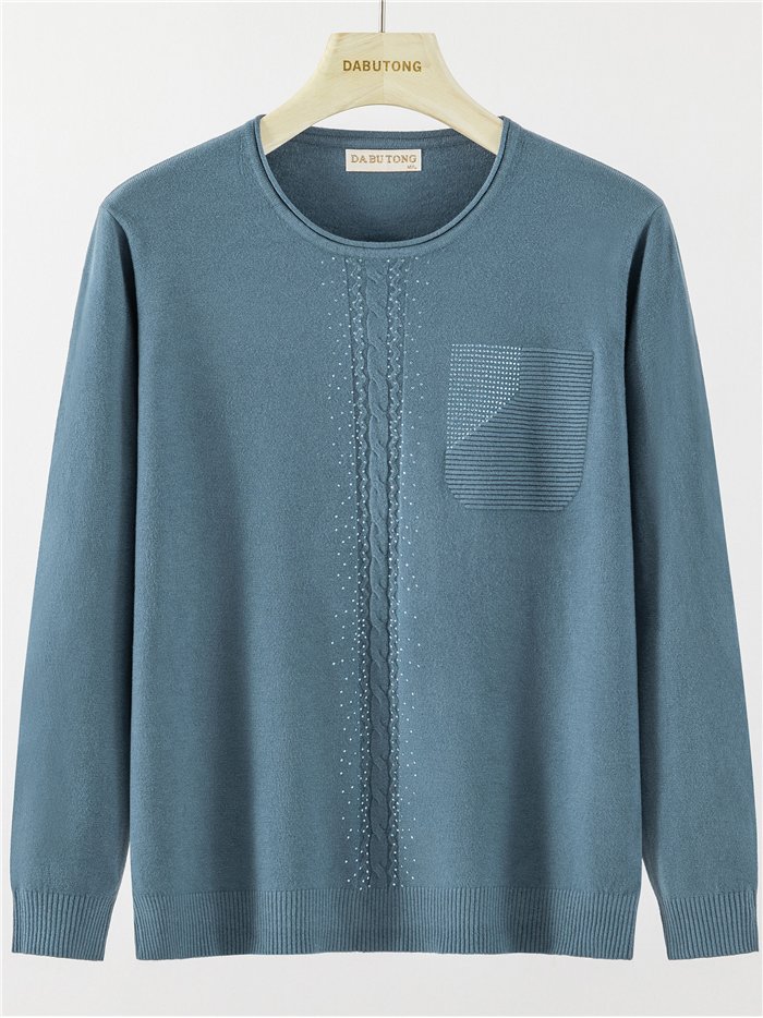 Maglione con effetto tasca e strass