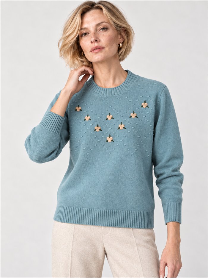 Maglia ricamata con motivi floreali