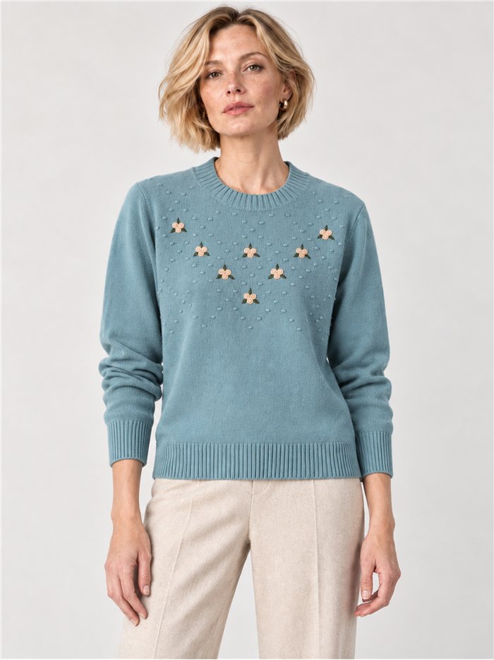 Maglia ricamata con motivi floreali