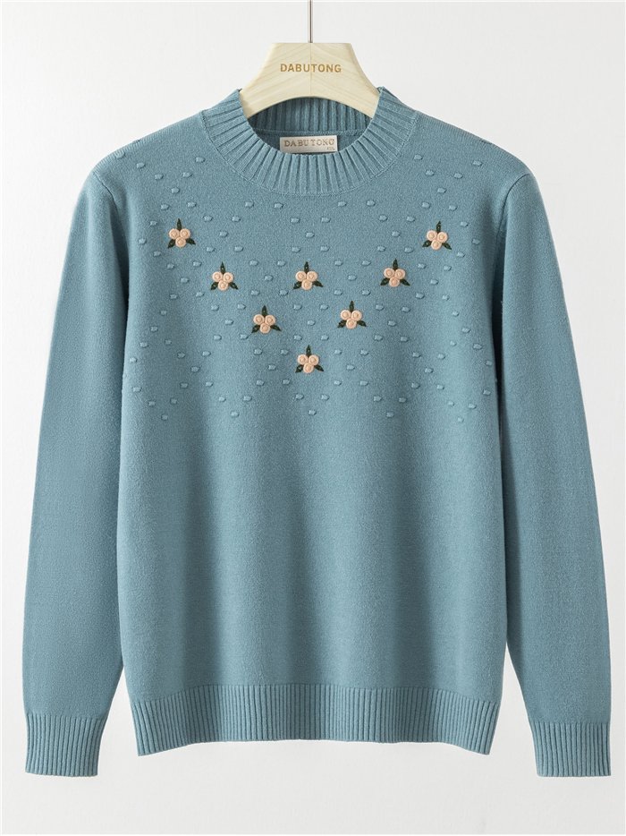 Maglia ricamata con motivi floreali