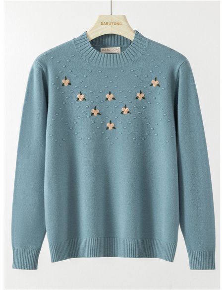 Maglia ricamata con motivi floreali