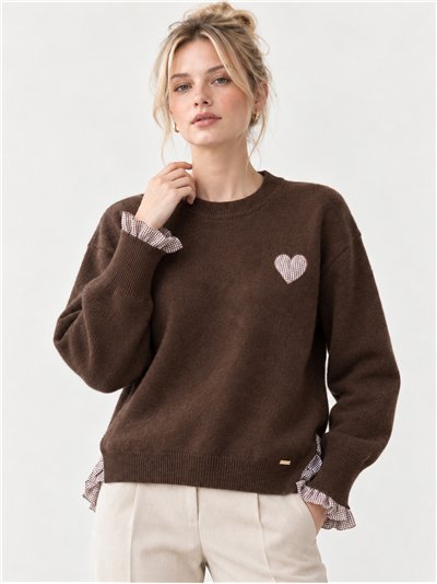 Jersey de lana corazón y volantes