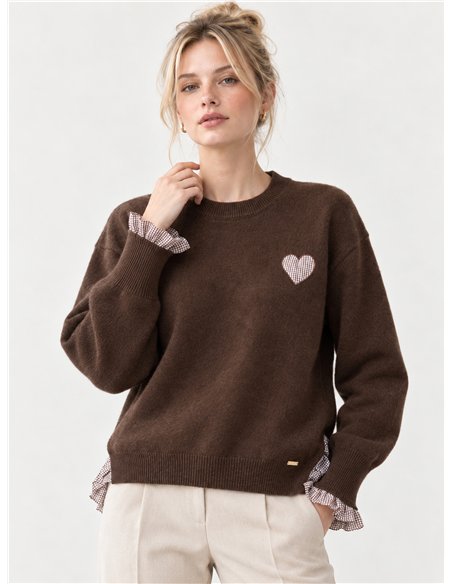 Jersey de lana corazón y volantes