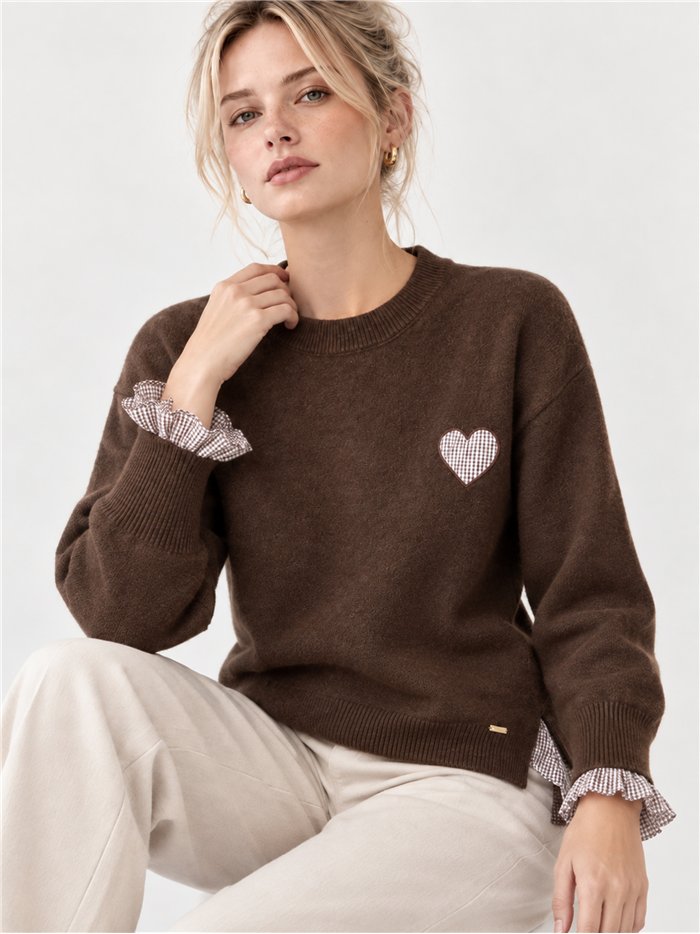 Jersey de lana corazón y volantes
