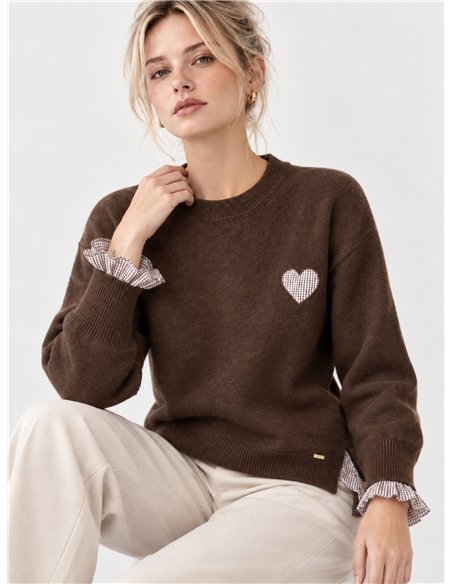 Jersey de lana corazón y volantes